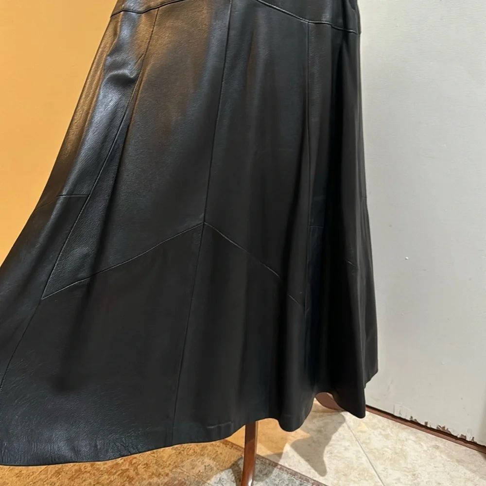 Gingette Leather Vintage Black Soft Maxi Lined Zip Genuine Skirt Israel 26” - Picture 6 of 16